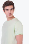 Pastel Green Cotton Supima Round Neck T-shirt for Men