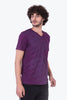 Textured Violet V-neck 100% cotton T-shirt for Out door leisure