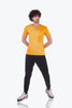 Textured Yellow V-neck 100% cotton T-shirt for Out door leisure
